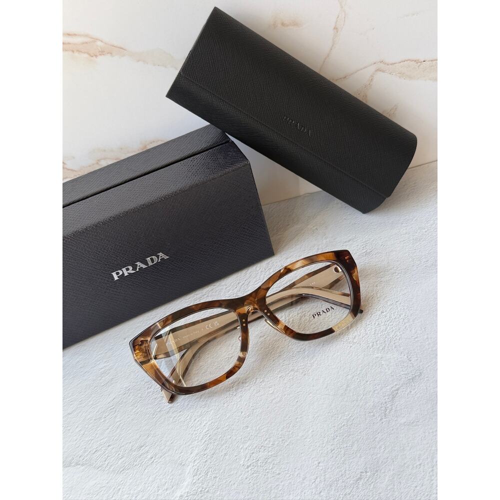 NEW Prada PR B11VD Tortoise Brown Cat Eye Eyeglasses Frames - Picture 2 of 6